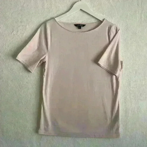 Lauren Ralph Lauren basic T shirt round neck pale pink SIZE XL - Picture 1 of 9